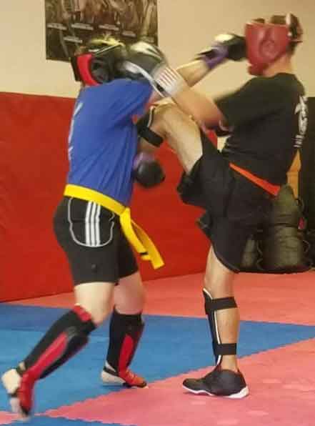 Kickboxing demonstration at Mike Price's Martial arts self defense class